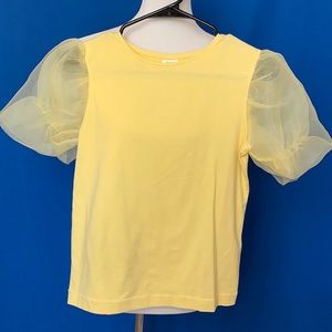 ZARA pale yellow puffy sleeve top